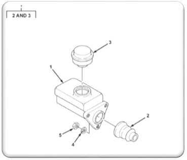 Fig 10 - Master Cylinder (Updated master cylinder assembly and breakdown)